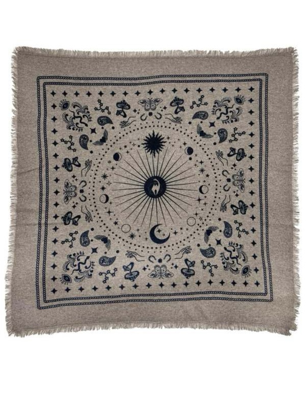 FREYA COSMIC CASHMERE BANDANA SWEATER WRAP SCARF - TAUPE GREY
